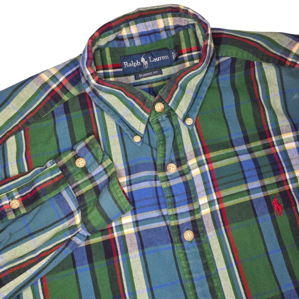Ralph Lauren Mens Plaid Button Down Shirt Classic Fit Long Sleeve Medium